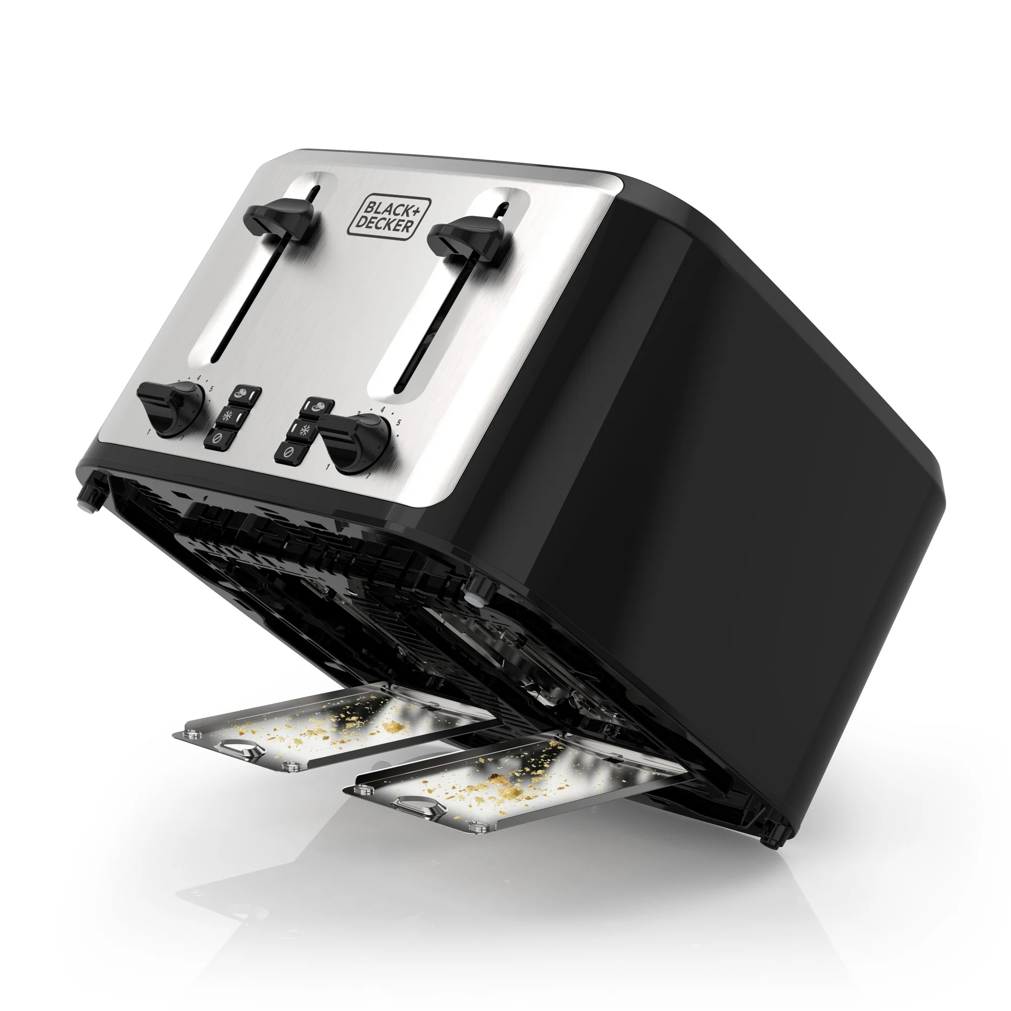 Black+Decker 4-Slice Toaster with Extra-Wide Slots and Drop-Down Crumb Tray