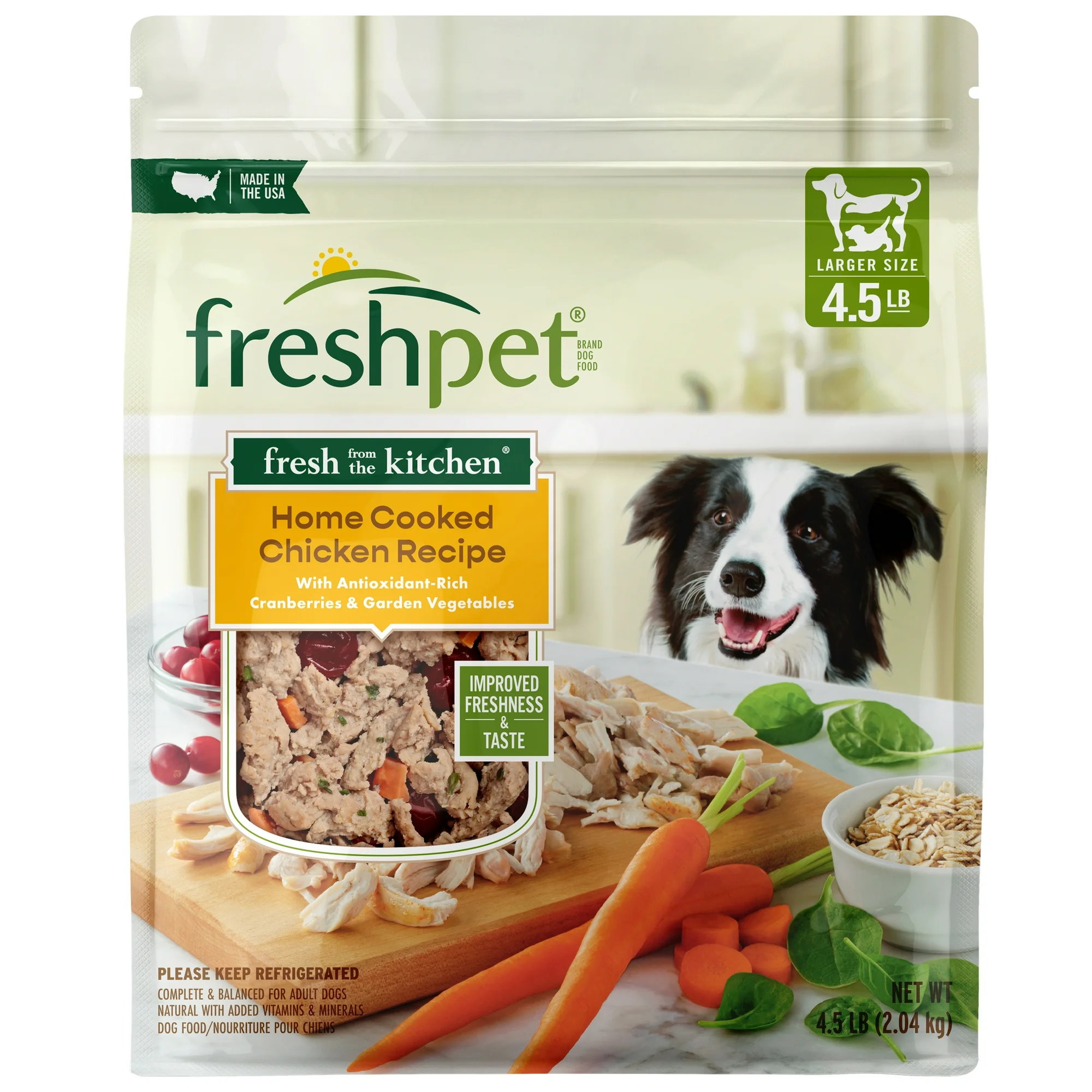 Freshpet Fresh Dog Food, Fresh From The Kitchen, Home Cooked Chicken Recipe, 4.5 lb.
