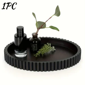 Round Black Decorative Tray for Coffee