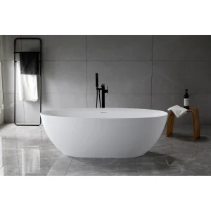VESPERA 67 in. x 30 in. Stone Resin Luxury Contemporary Solid Surface Freestanding Bathtub